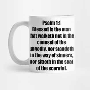 Psalm 1:1 King James Version (KJV) Bible Verse Typography Mug